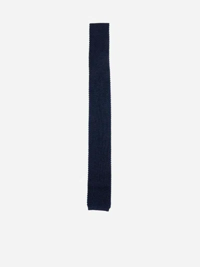 Brunello Cucinelli Knit Silk Tie In Blue