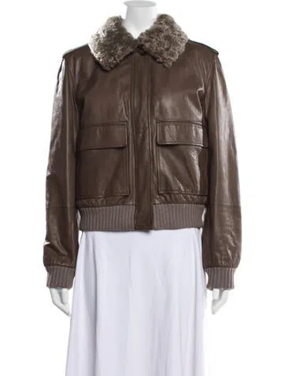 Pre-owned Brunello Cucinelli Leather Bomber Jacket W/ Tags In Brown