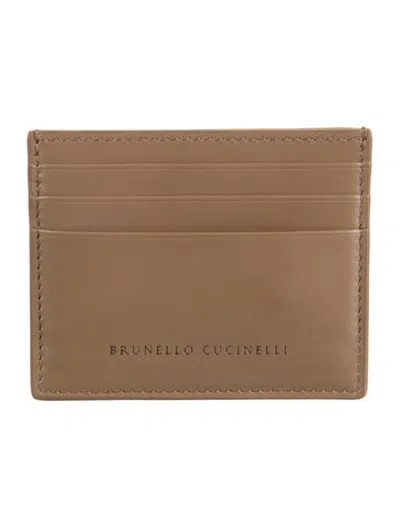 Pre-owned Brunello Cucinelli Leather Card Holder W/ Tags In Brown