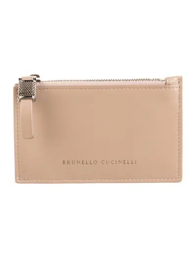 Pre-owned Brunello Cucinelli Leather Card Holder W/ Tags In Neutrals
