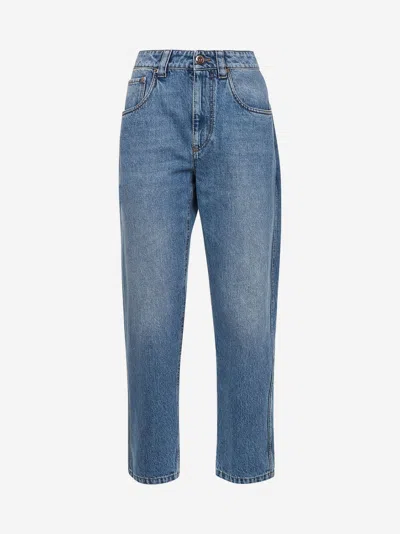 Brunello Cucinelli Light Blue Denim Baggy Tapered Jeans