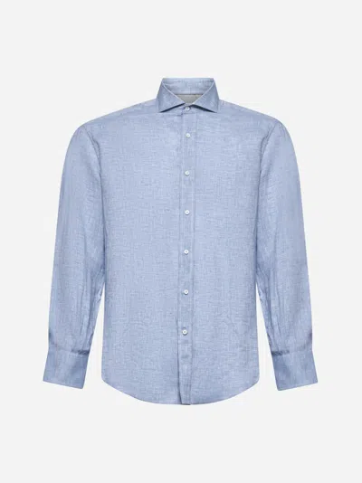 Brunello Cucinelli Camicia Twisted In Seta Dry Marrone