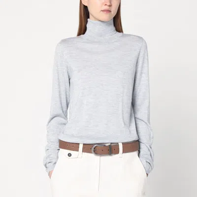 Brunello Cucinelli Light Grey Turtleneck In Cashmere Blend