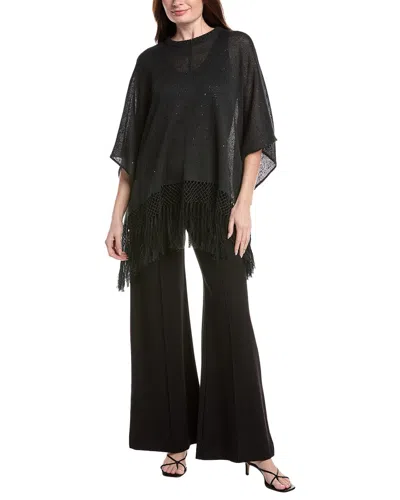 Brunello Cucinelli Linen & Silk-blend Poncho In Black