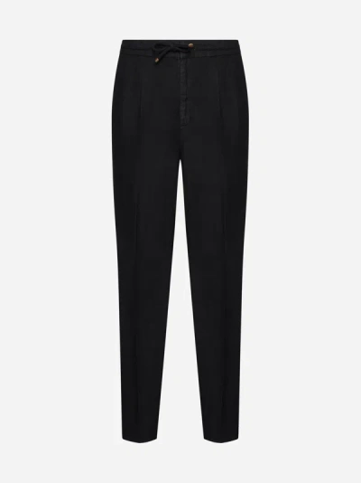 Brunello Cucinelli Linen Trousers In Black