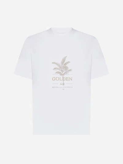 Brunello Cucinelli Logo-print Cotton T-shirt In White