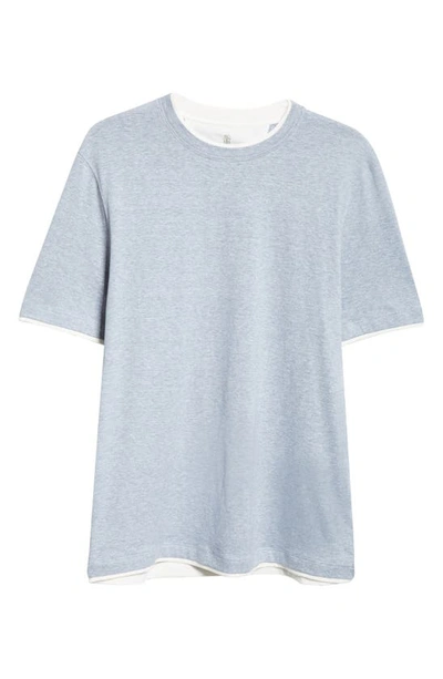 Brunello Cucinelli Men's Linen And Cotton Jersey Crew Neck T-shirt In Sky Blue