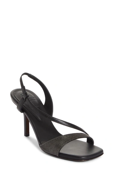 Brunello Cucinelli Monili Half D'orsay Slingback Sandal In Black