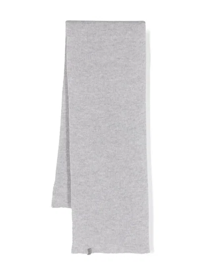 Brunello Cucinelli Kids' Monili-chain Cashmere Scarf In Gray