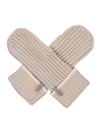 Pre-owned Brunello Cucinelli Neutral Cashmere Knitted Mittens W/tags In Neutrals