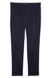 Brunello Cucinelli Pleat Front Garment Dyed Cotton Stretch Gabardine Pants In Navy