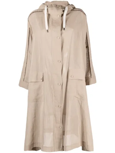 Brunello Cucinelli Semi-sheer Cotton Parka In Brown