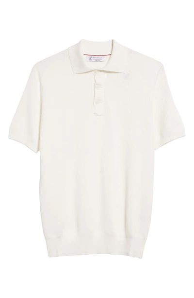 Brunello Cucinelli Short Sleeve Polo Sweater In Multicolor