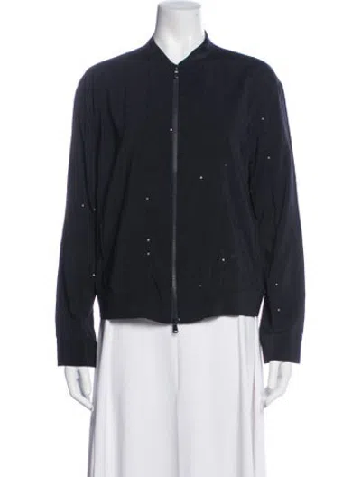 Pre-owned Brunello Cucinelli Silk Bomber Jacket In Blue