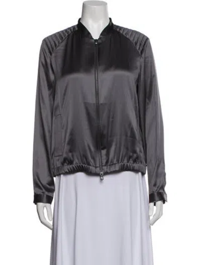 Pre-owned Brunello Cucinelli Silk Bomber Jacket In Grey