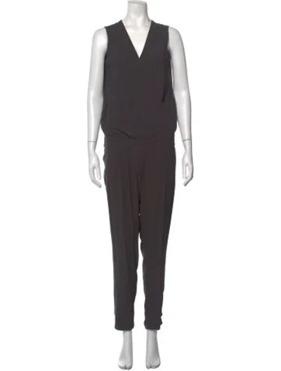 Pre-owned Brunello Cucinelli Silk V-neck Jumpsuit In Grey