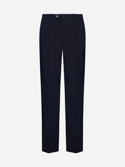 Brunello Cucinelli Stretch Cotton Trousers In Navy