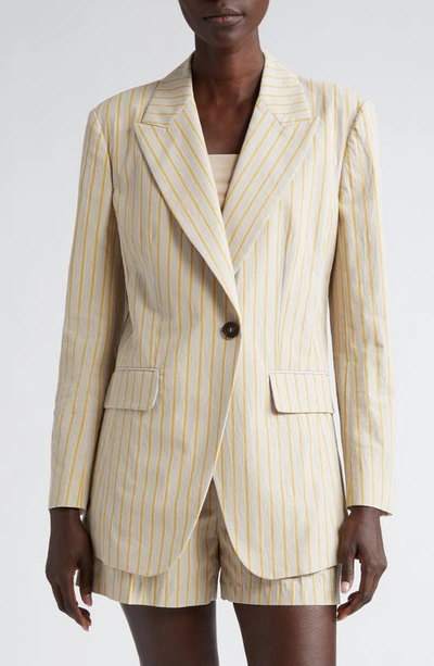 Brunello Cucinelli Stripe Blazer In C003 Beige/ Yellow