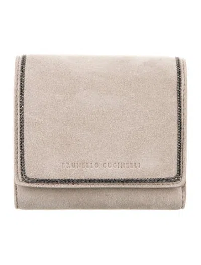 Pre-owned Brunello Cucinelli Suede Wallet W/ Tags In Neutrals