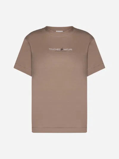 Brunello Cucinelli Touched By Nature Cotton T-shirt In Beige