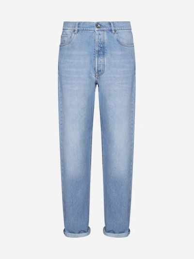 Brunello Cucinelli Turn-up Jeans In Light Blue