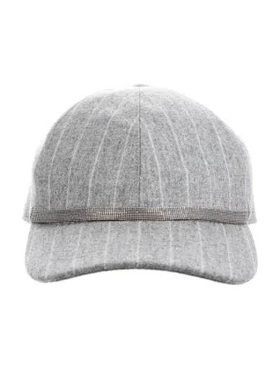 Pre-owned Brunello Cucinelli Virgin Wool Baseball Cap W/tags In Grey