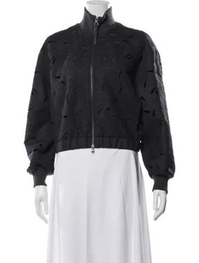 Pre-owned Brunello Cucinelli Virgin Wool Patterned Bomber Jacket W/ Tags In Black