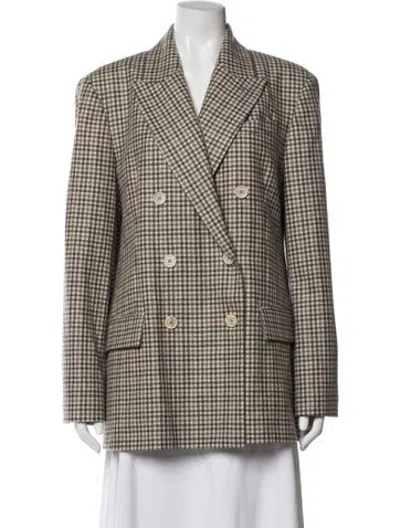 Pre-owned Brunello Cucinelli Virgin Wool Plaid Print Blazer In Brown/metallic