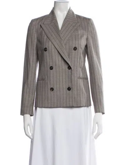 Pre-owned Brunello Cucinelli Virgin Wool Striped Blazer W/ Tags In Grey