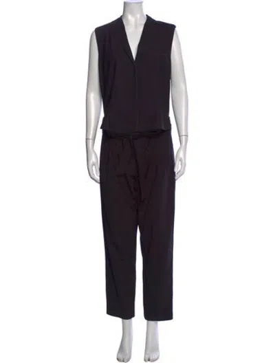 Pre-owned Brunello Cucinelli Virgin Wool V-neck Jumpsuit In Black