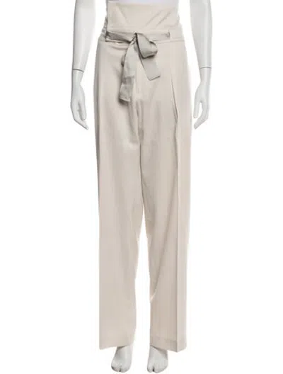 Pre-owned Brunello Cucinelli Virgin Wool Wide Leg Pants In Neutrals