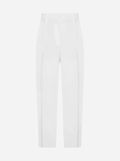 Brunello Cucinelli Viscose And Line Trousers In White