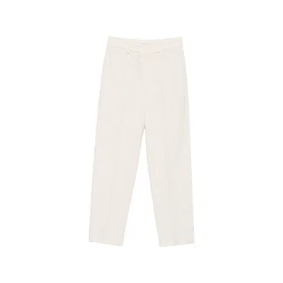 Brunello Cucinelli White Flat Front Pants In Neutral