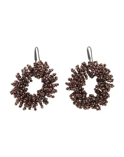 Brunello Cucinelli Woman Earrings Bronze Size - Metal In Brown