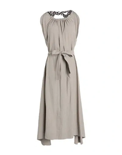 Brunello Cucinelli Woman Midi Dress Khaki Size M Linen, Viscose, Elastane In Beige