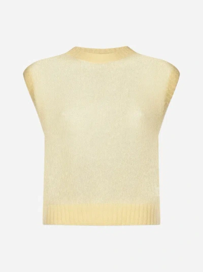 Brunello Cucinelli Wool-blend Semi-sheer Sweater Vest In Yellow