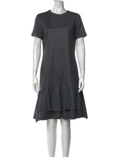 Pre-owned Brunello Cucinelli Wool Midi Length Dress In Grey/metallic
