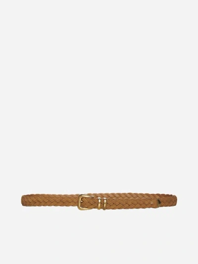 Brunello Cucinelli Woven Suede Belt In Light Brown