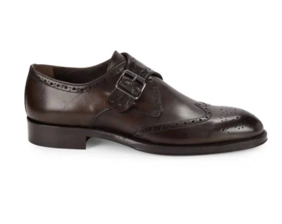 Pre-owned Bruno Magli Casella Brown Men's Leather Monk Strap Mb2casc0 Size 12 Retail $395