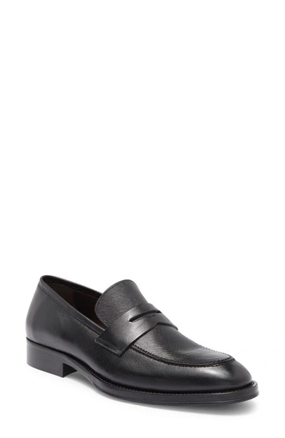 Bruno Magli Cosmo Penny Loafer In Black Saffiano