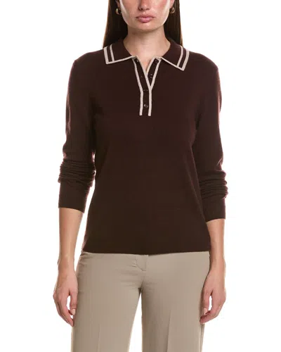 Bruno Magli Double Tipped Wool & Cashmere-blend Polo Sweater In Brown