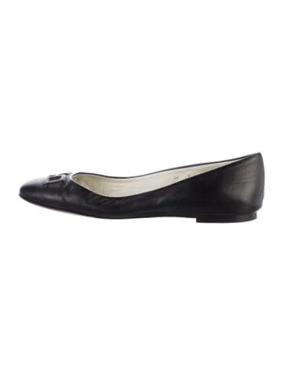 Pre-owned Bruno Magli Leather Ballet Flats In Black