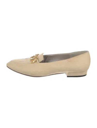 Pre-owned Bruno Magli Leather Chain-link Accents Loafers In Neutrals