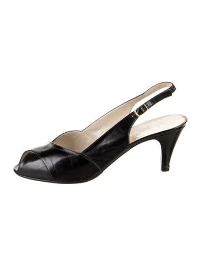 Pre-owned Bruno Magli Leather Slingback Pumps In Black
