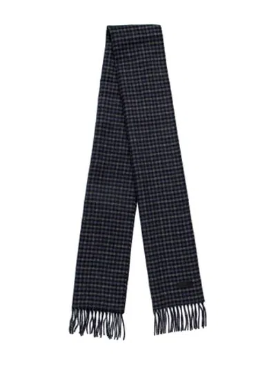 Pre-owned Bruno Magli Silk Plaid Print Stole In Blue