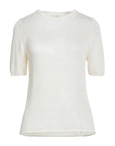 Bruno Manetti Woman Sweater Cream Size 12 Linen, Silk, Polyester In White