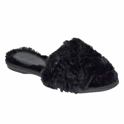 Bruno Menegatti Women's Valentina Belle Fluffy Slide Sequins Flat Slippers In Black