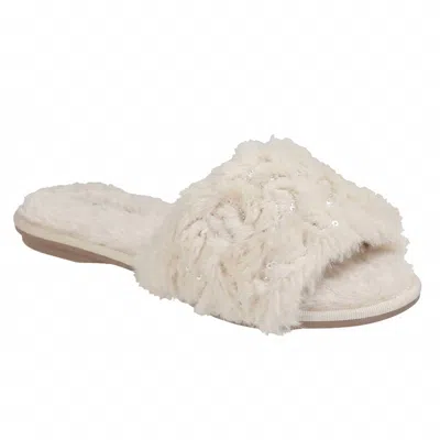 Bruno Menegatti Women's Valentina Belle Fluffy Slide Sequins Flat Slippers In Natural In Neutral