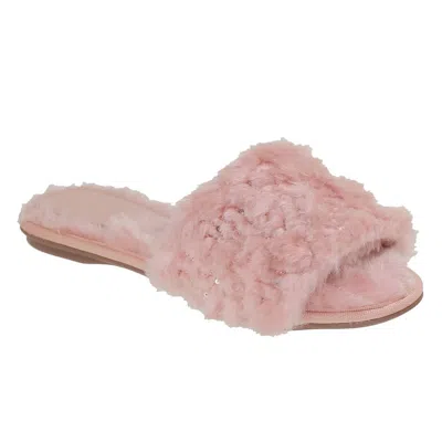 Bruno Menegatti Women's Valentina Belle Fluffy Slide Sequins Flat Slippers In Rose In Pink