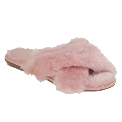 Bruno Menegatti Women's Valentina Nuage Fluffy Crisscross Slide Flat Slippers In Rose In Pink